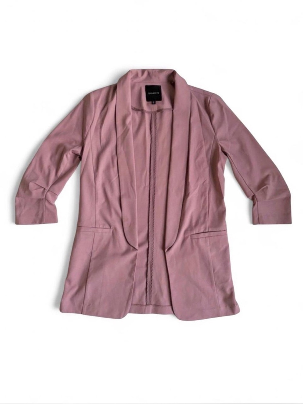 Dynamite pink blazer with ruched sleeves